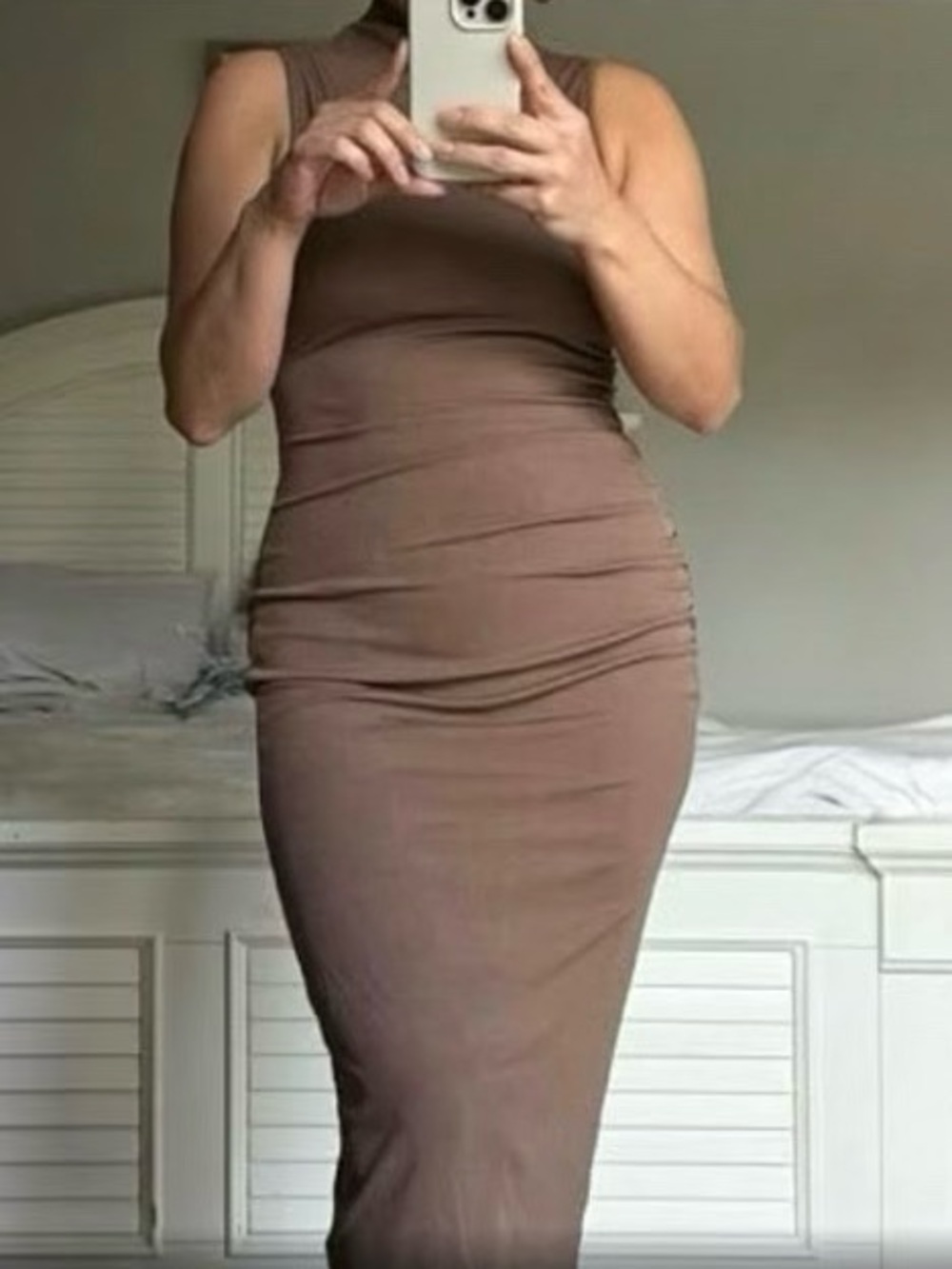 Ruched Bodycon Midi Dress